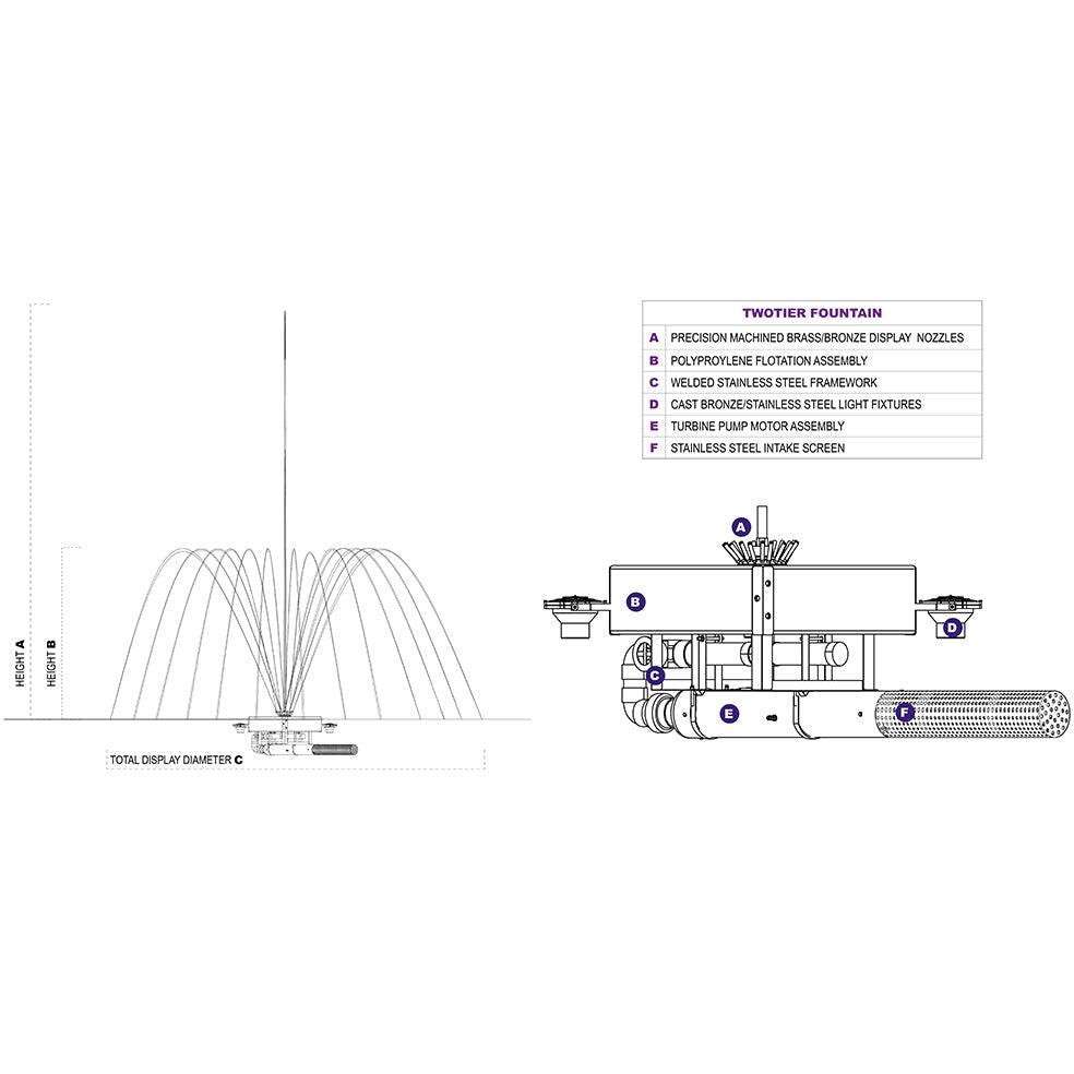 Vertex Vertical TwoTier Commercial Lake Fountain